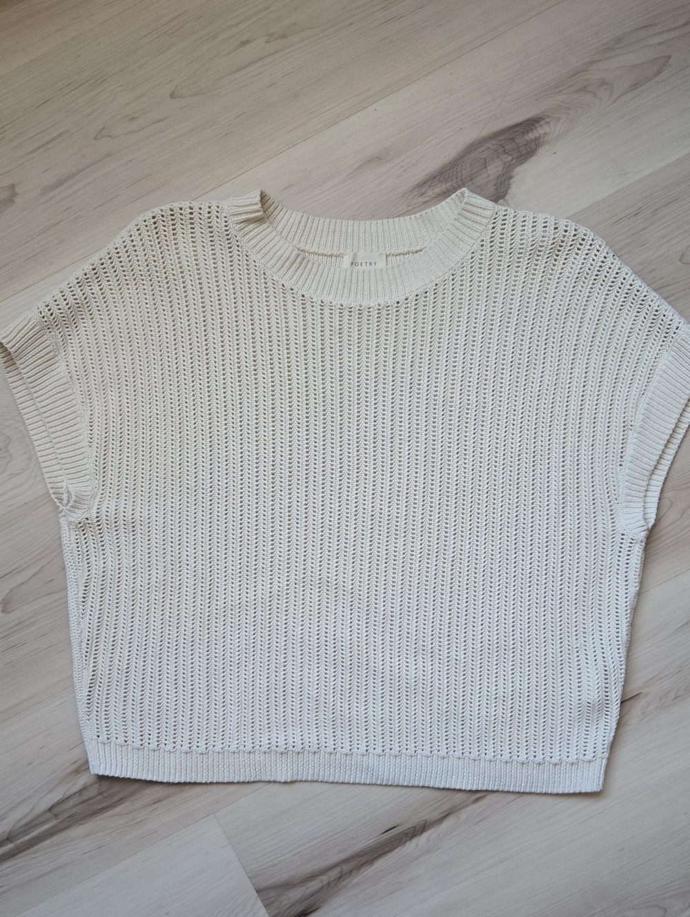 Poetry Knit Cap Sleeve Sweater, Cream, Size 12
